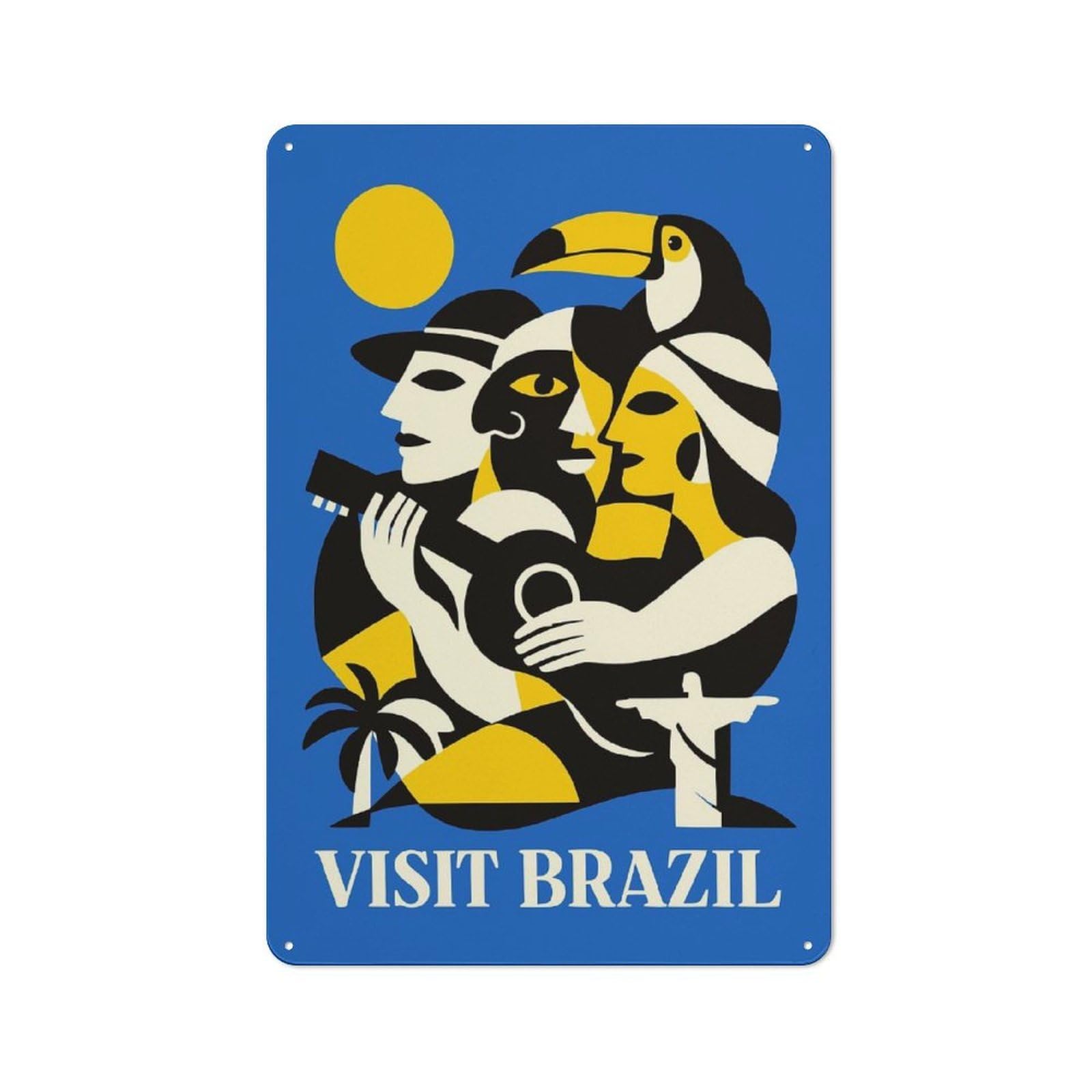 Junmoney Style-11 30X20cm Retro Metal Sign With Visit Brazil Travel For Living Room Or Hallway, For Living Room Decor Lovers Refreshing A Room In Autumn