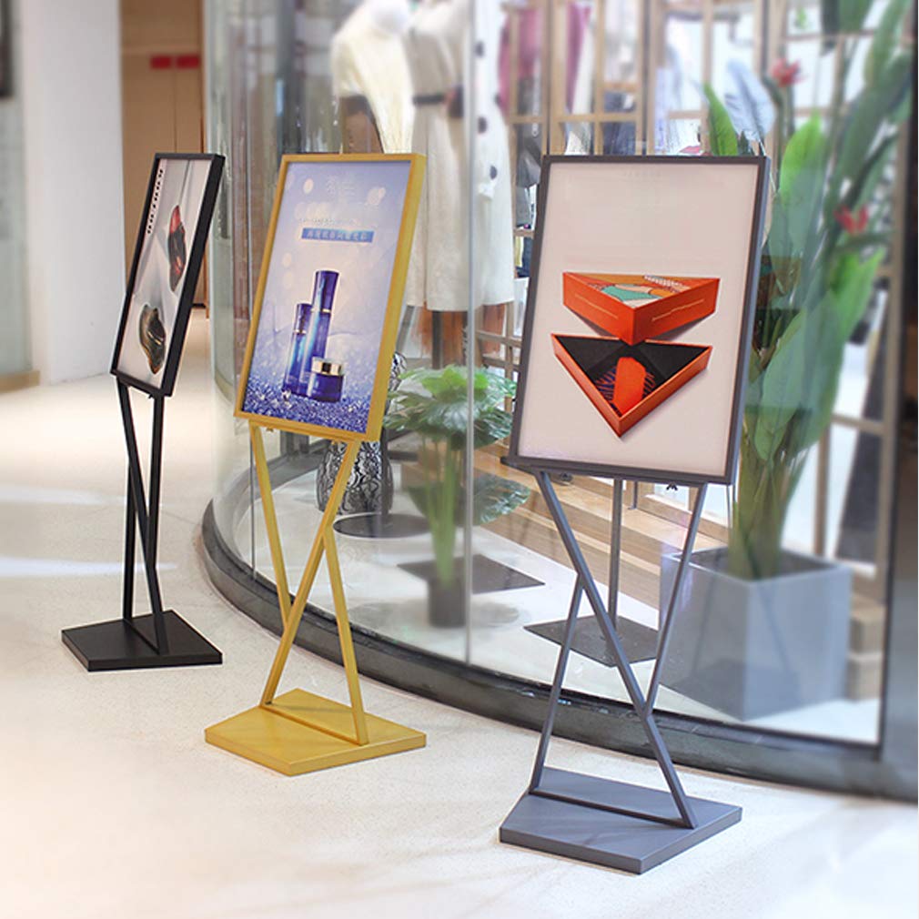 Verstellbarer Winkel des Panels, Schilderhalter-Plakatständer – robuster Sockel-Plakatständer, for Hochzeitstischnummern, Restaurantschilder, Fotos und Kunstdisplays(Black)