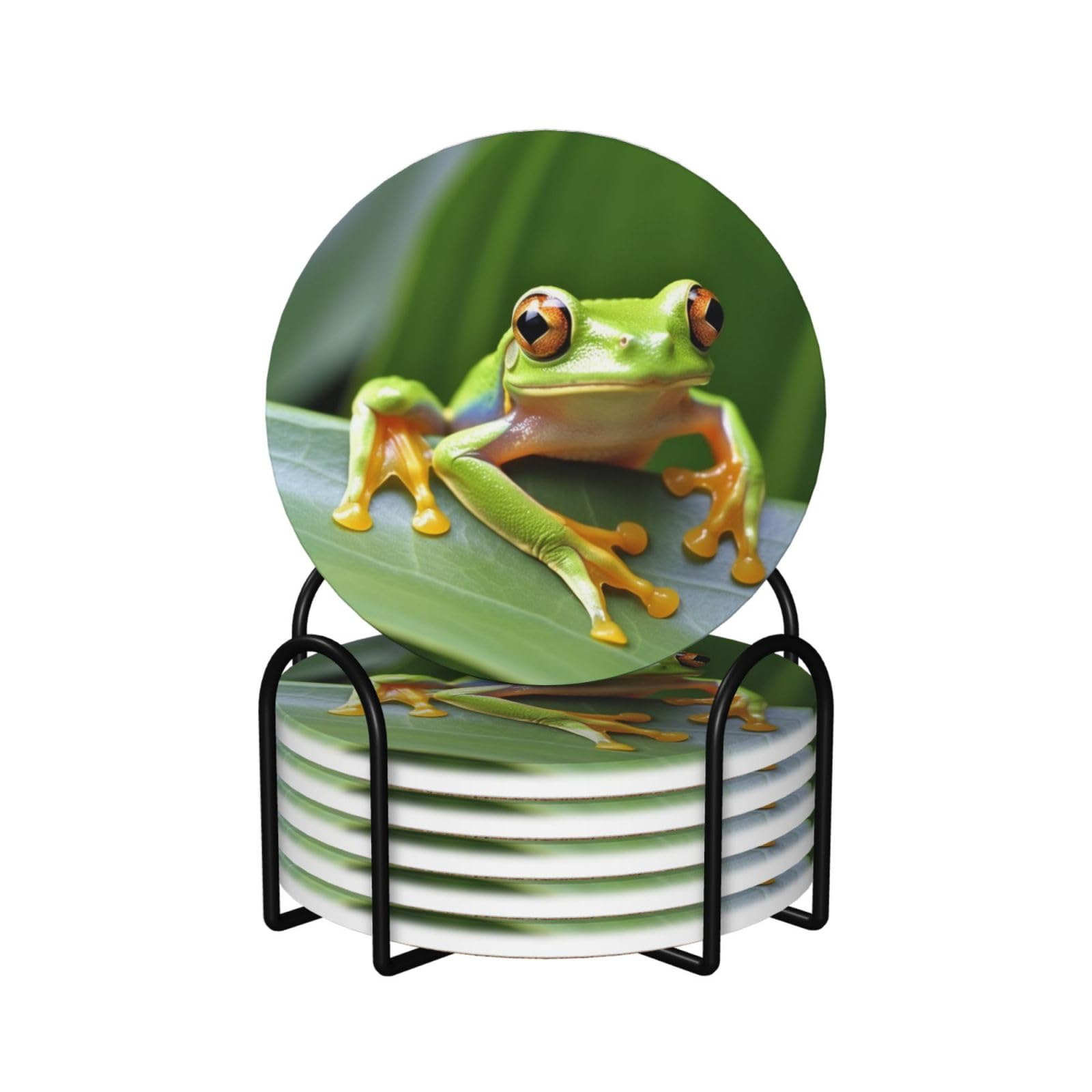 Dessous de verre absorbants contre les taches d'eau motif grenouille