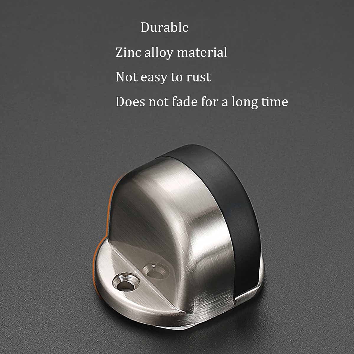 Deurstops, deurstopper, deurstopper for wandmontage, roestvrijstalen deurstops met geluiddempende rubberen bumper, metalen deurstoppers, deurstopper met geborstelde afwerking, dempende antibotsingsdeu
