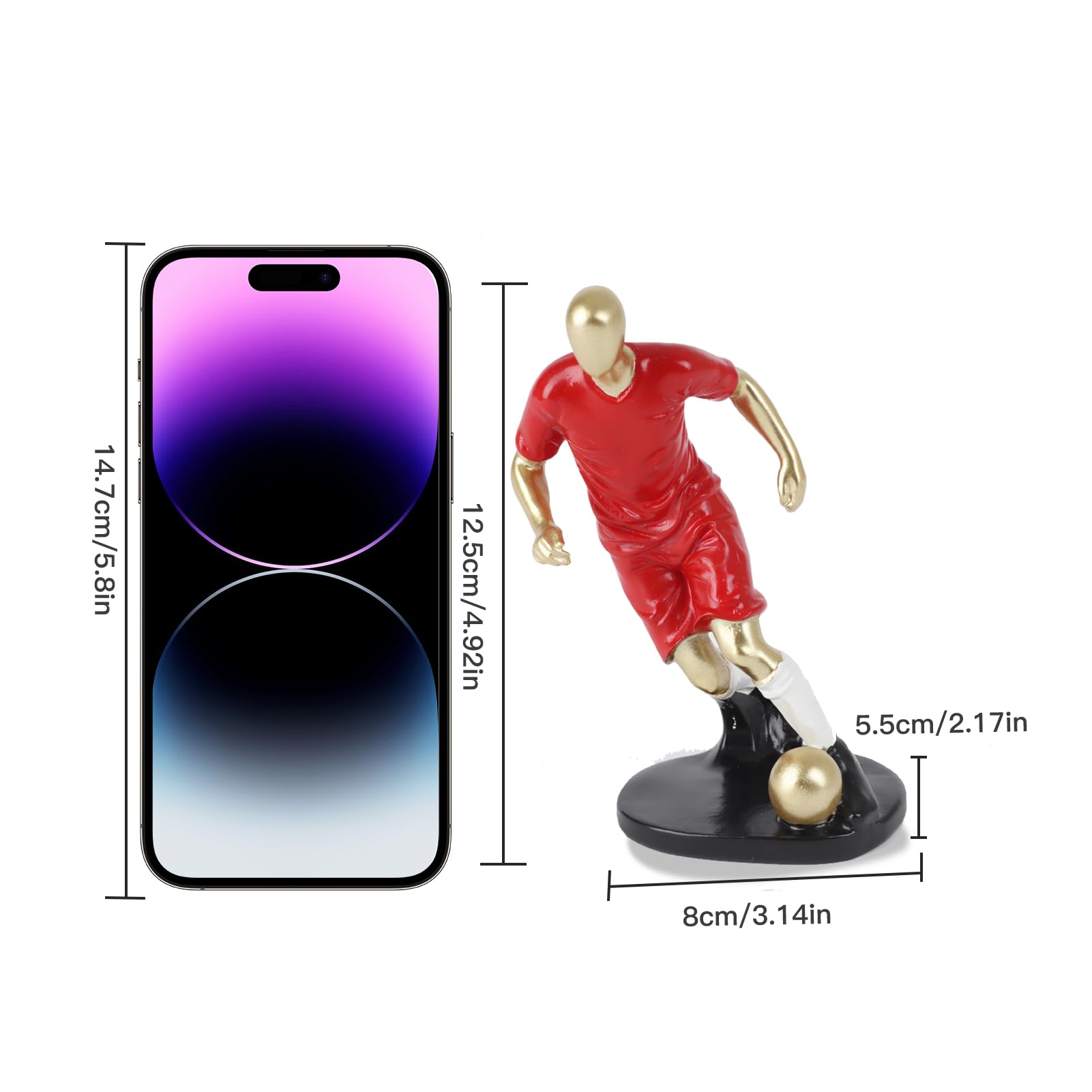 Statue Joueur Football Balon De Oro - Décoration Résine Espagne Euro 2024 Bureau Maison Cadeau Foot