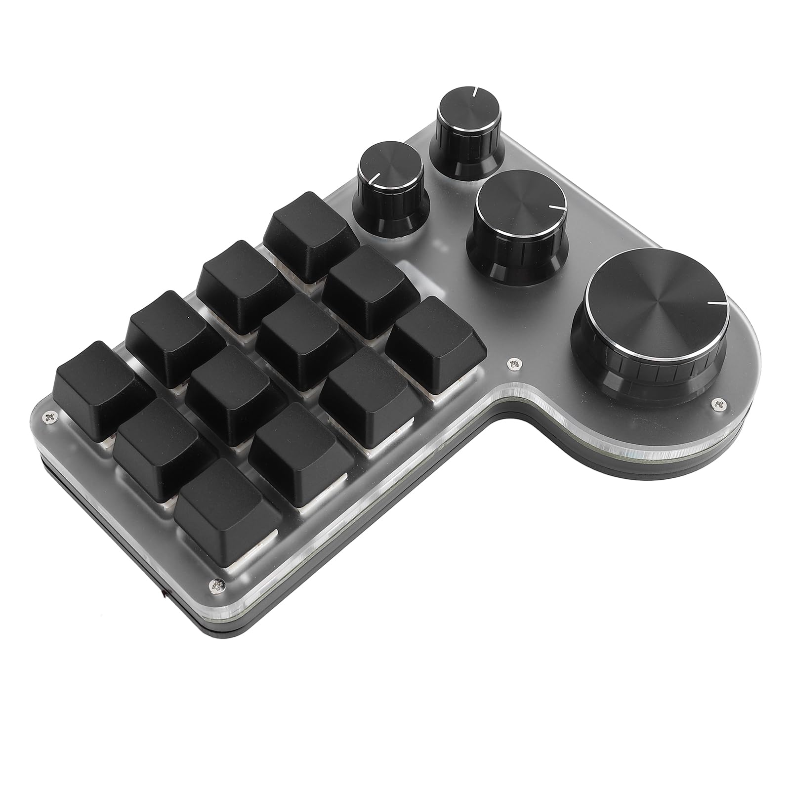 Zopsc USB Macro Mechanical Gaming Keyboard, 12 Keys 4 Knobs BT Wired USB Dual Mode Connection Custom Macro Programming Keyboard, Hot Swappable Red