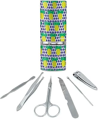Pretty Pineapples Stainless Steel Manicure Pedicure Grooming Beauty Care Travel Kit