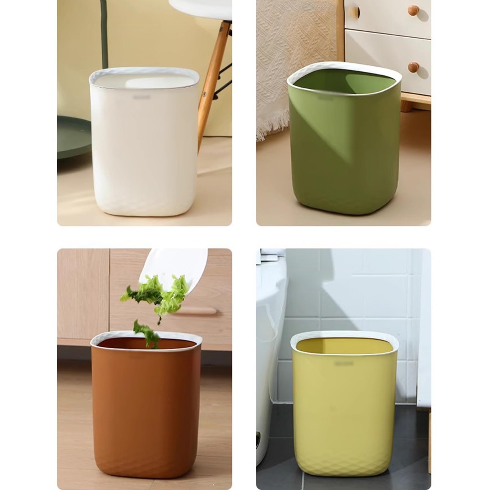 Mülleimer Küche Mülleimer Große Kapazität Kunststoff Wohnzimmer Schlafzimmer Papierkorb Mülleimer, 10L/15L Papierkorb(C,15L)