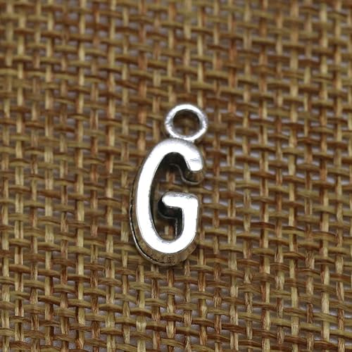 Miniatura 4 de HEALLILY Dijes de letras del alfabeto inglés G para hacer joyas, 50 piezas (plata antigua), aleación, Aleación.