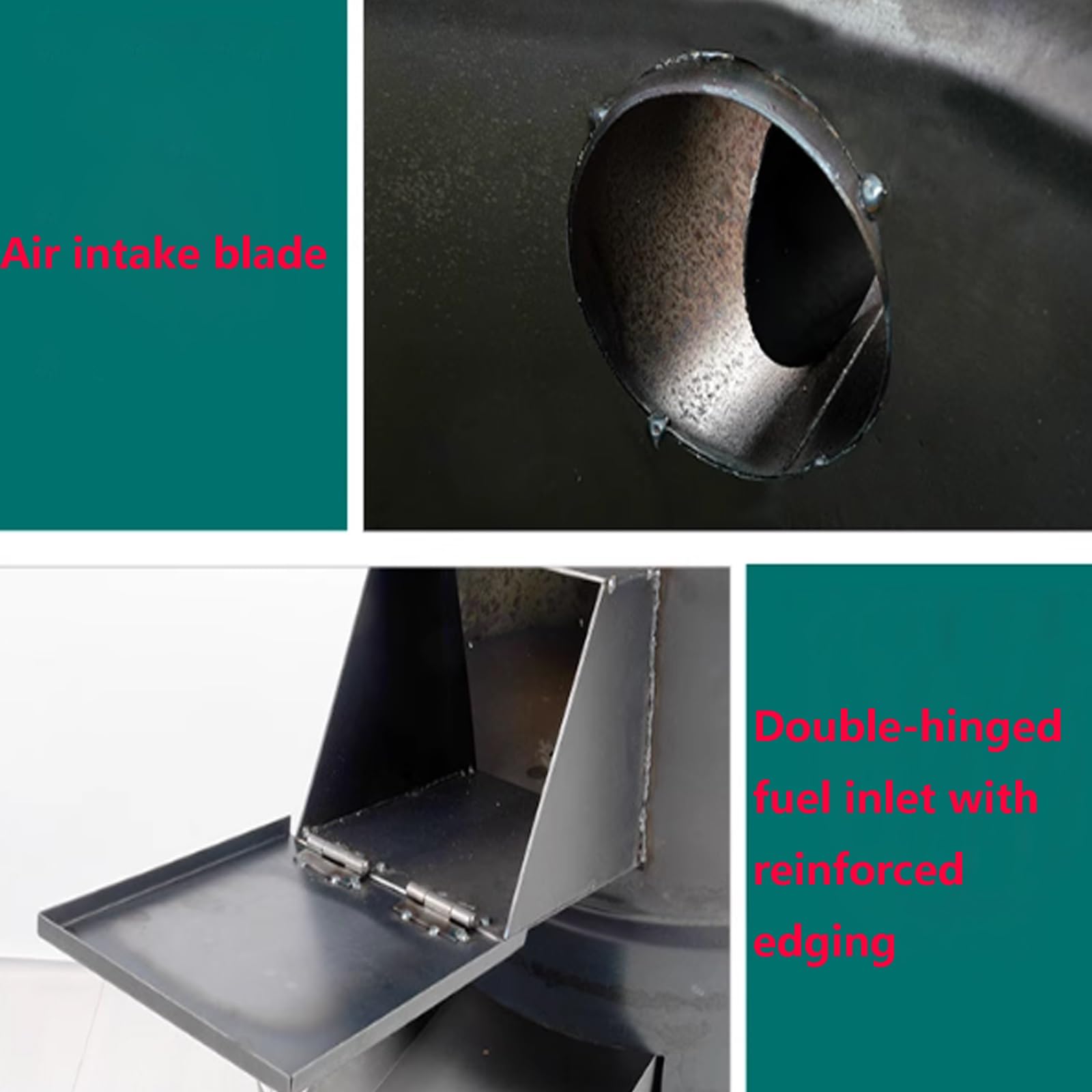 Stufa A Legna Da Campeggio Con Tubo, Con Ampia Porta Carburante, Cassetto Cenere E Alette Di Aspirazione Aria Per Interno Esterno Campeggio Cucina Domestica(40 * 40 * 50cm)