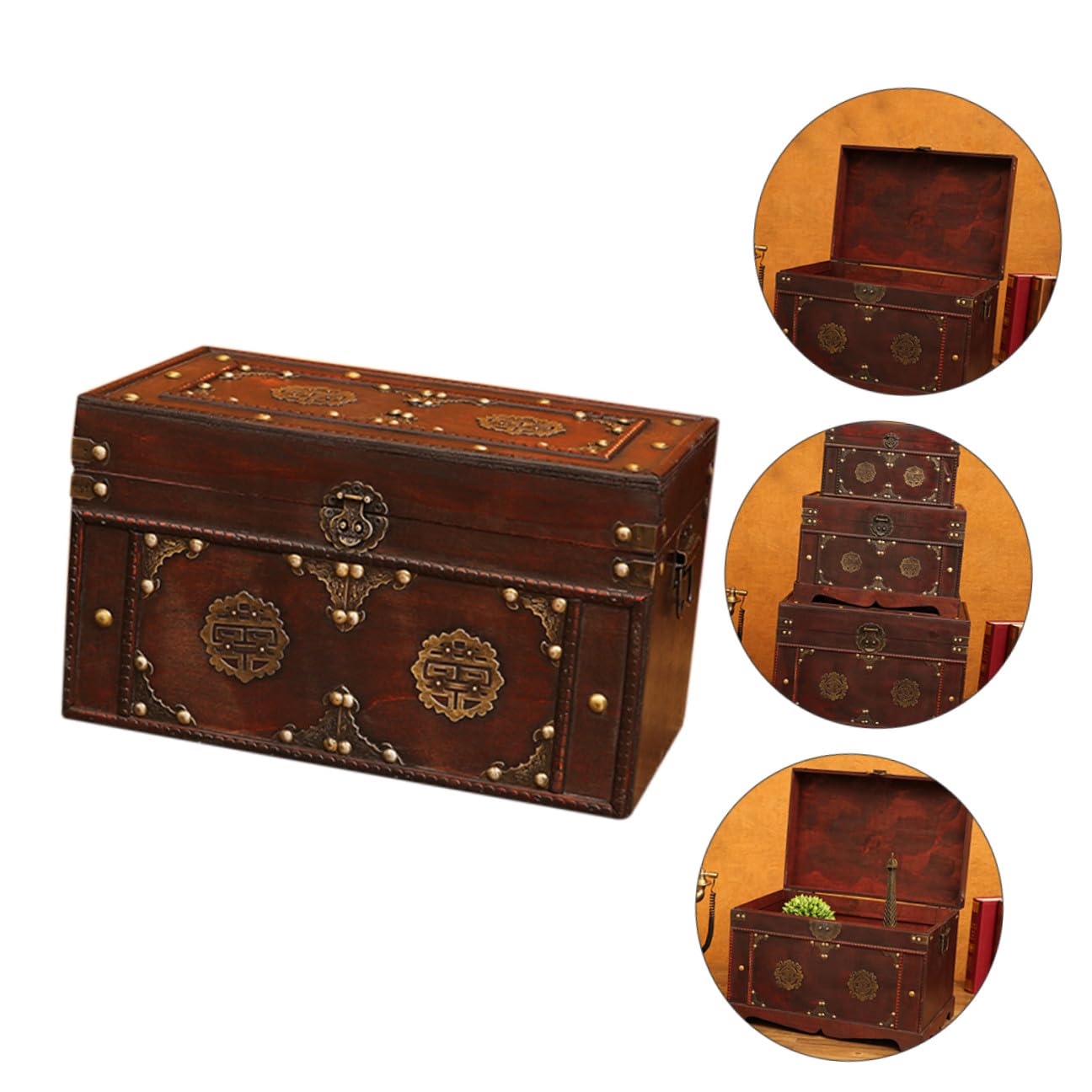 Kichvoe Vintage Schmuckkästchen und Legierung, Braun, Dekorativ | Aufbewahrungsbox für Schmuck, Retro Stil, für Zuhause und Bastelbedarf, Kompakte Größe