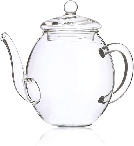 Miniatura 5 de Creano Tetera de vidrio de 17 oz (16.9 fl oz), con tapa de vidrio, ideal para preparar teteras o bolsitas de té, sin goteo