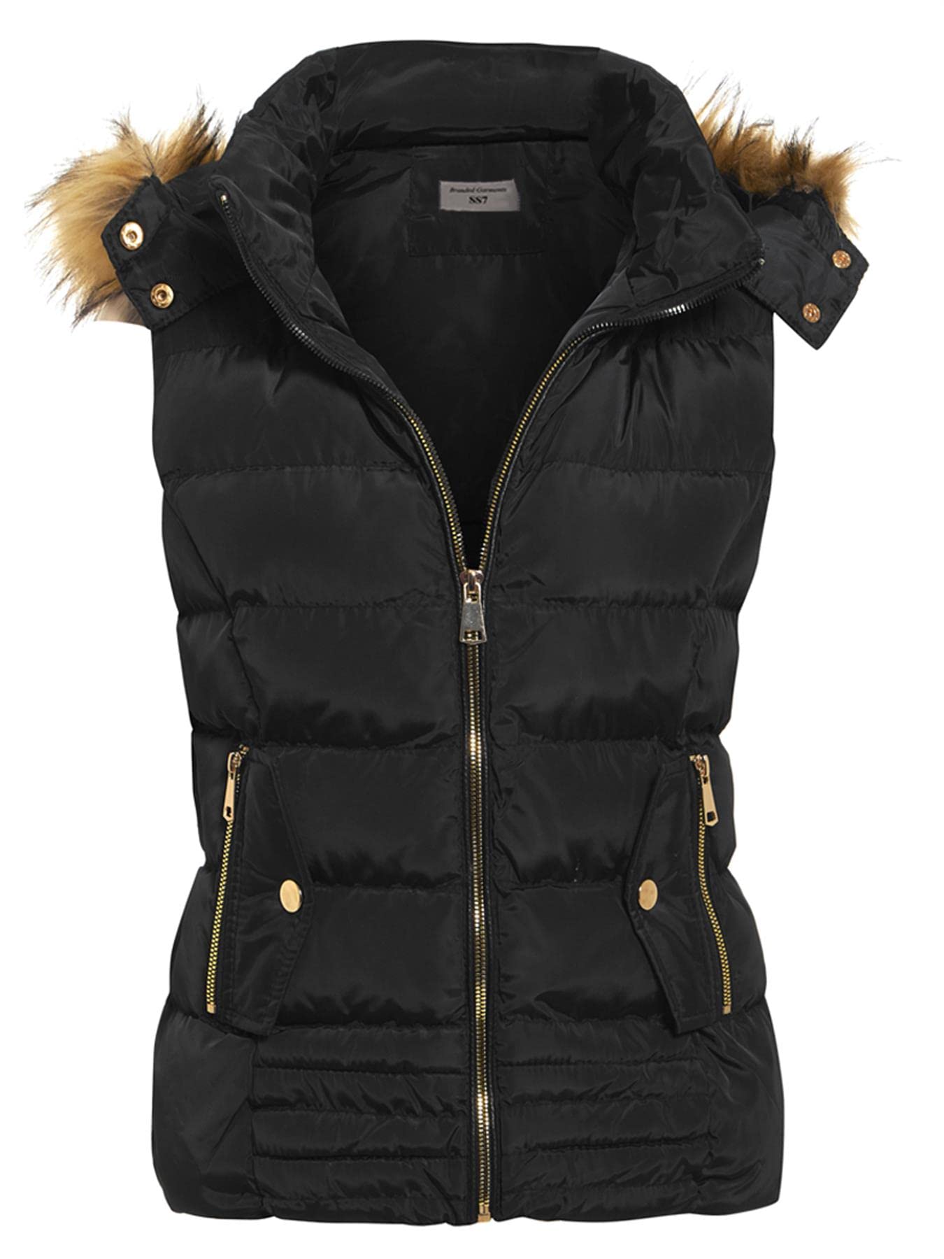 Ss7 Women's Black New Faux Fur Bodywarmer Gilet