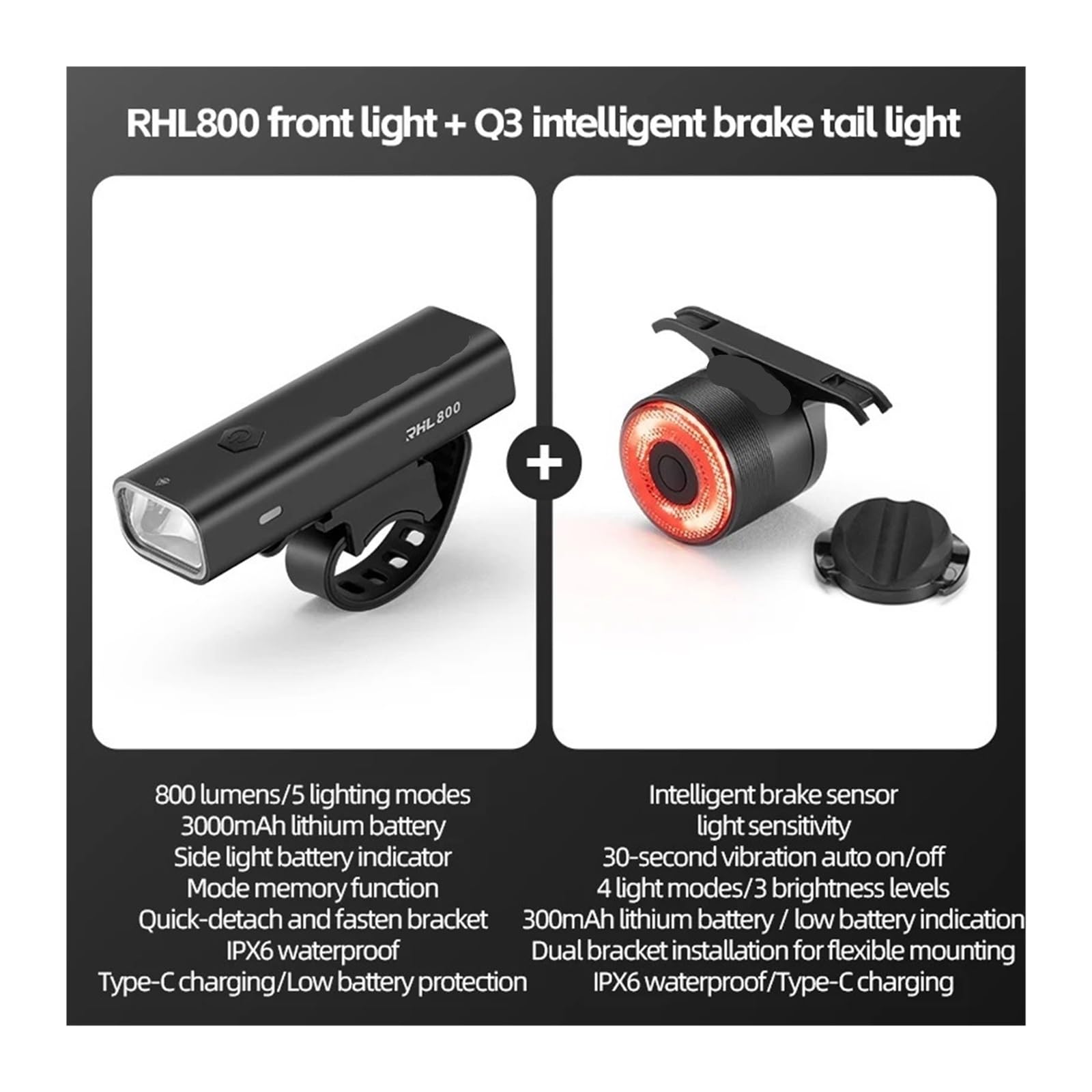 1 luz Delantera de Bicicleta Impermeable Recargable Tipo C