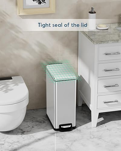 Miniatura 8 de Arlopu Basurero delgado de cocina de 13.2 galones con tapa, cubo de basura de acero inoxidable de 50 L, cubo de basura grande para cocina, cubo de