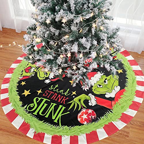 Christmas Tree Skirt 48 Inches Green Tree Skirt Soft Plush Xmas Tree Skirt New Year Farmhouse Christmas Tree Decorations Christmas Tree Mat For Merry Christmas Party Supplies #TOP2