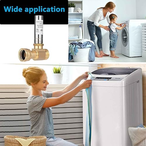 Miniatura 6 de Paquete de 2 pararrayos de martillo de agua, lavadora 34 absorbe golpes y reduce el ruido, lavadora de lavandería, válvula de golpeo, manguera de