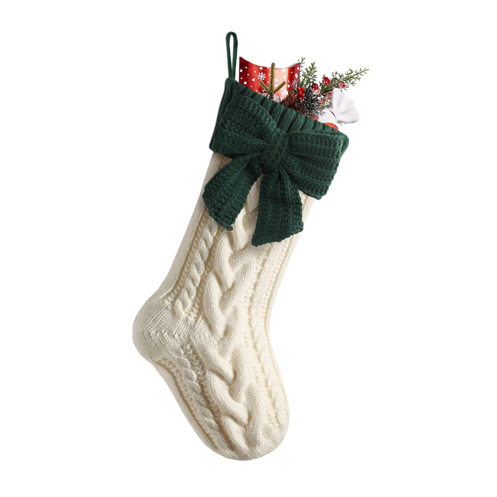 Cysincos Personalized Christmas Stockings Custom Name Family Christmas Stockings 18" Large Knitted Xmas Fireplace Hanging Stocking, Stocking for Holiday Family Party (Z-butterfly Green Head)