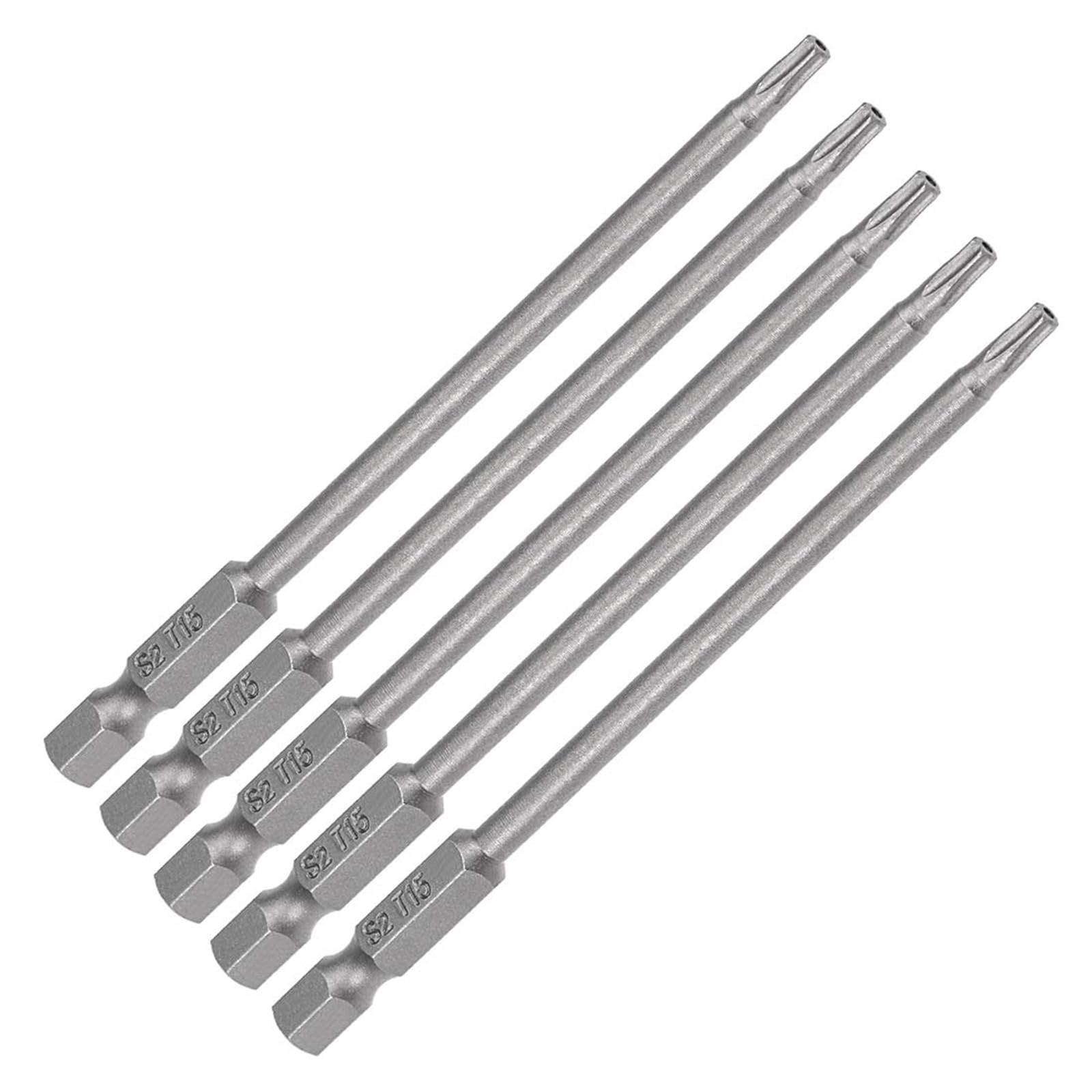MACHSWON 5 Pcs T15 Magnetic Torx Screwdriver Bits, 1/4 Inch Hex Shank 3.94-inch Length S2 Security Tamper Proof Screw Driver Kit Tools — image 1