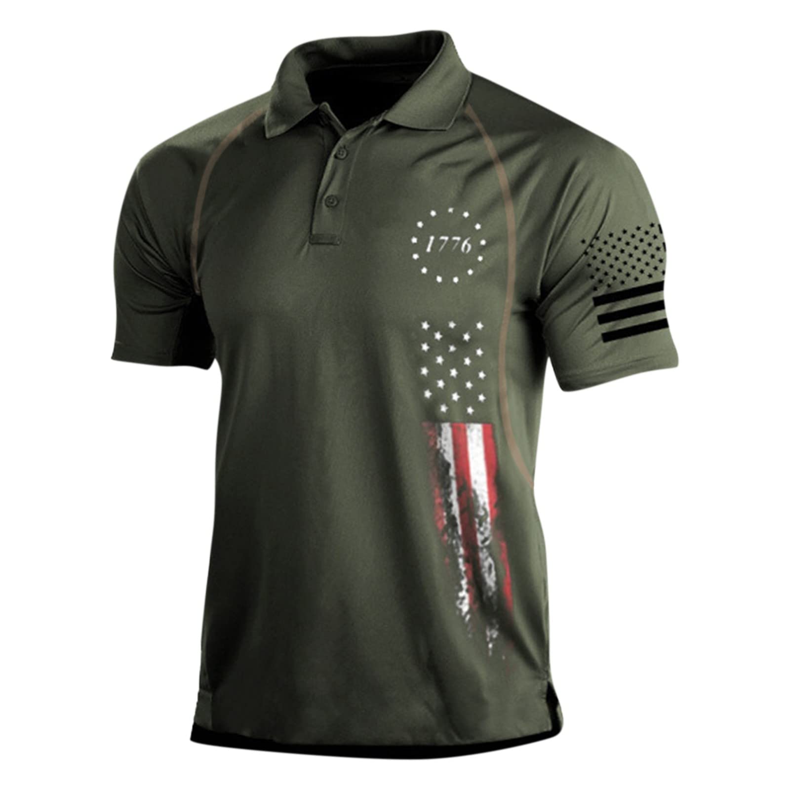 FlekmanArt Summer T Shirt for Men Retro Digital Print Lapel Outdoor Blouses European and American Short Sleeve Casual Tops