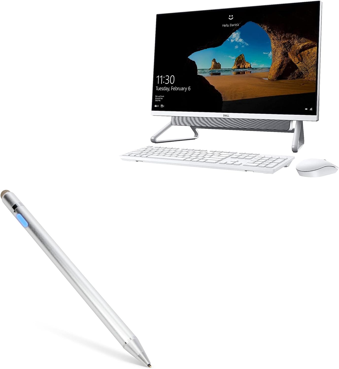 BoxWave Stylus Pen Compatible with Dell Inspiron 27 7000 All-in-One (7700) - AccuPoint Active Stylus, Electronic Stylus with Ultra Fine Tip - Metallic Silver