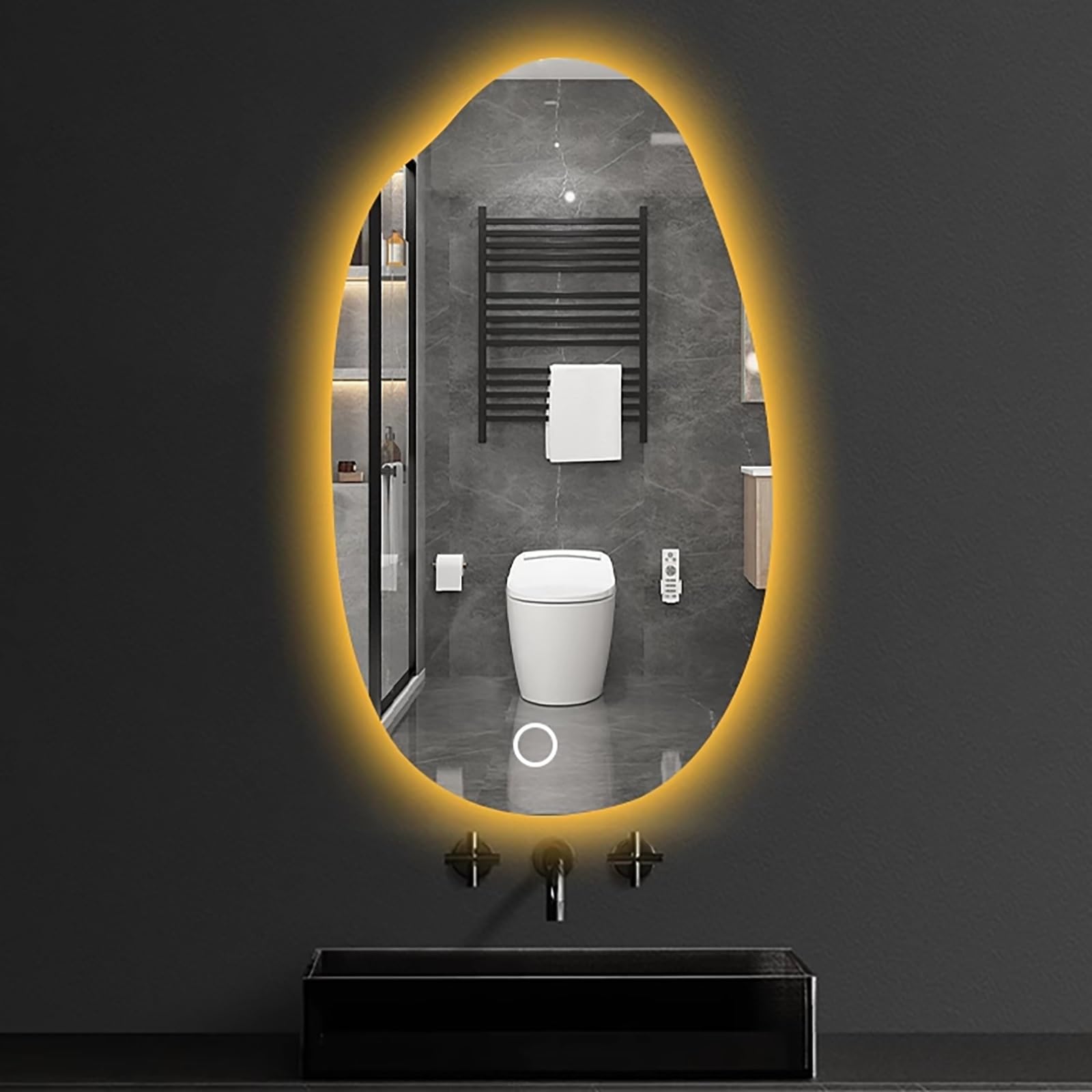 FGXHHS Smart LED Irregular Bathroom Vanity Mirror 50x80cm 3 Colour Lighting Infinitely Dimmable HD Explosion Proof | Wall Mounted High Definition Glass for Makeup Decor