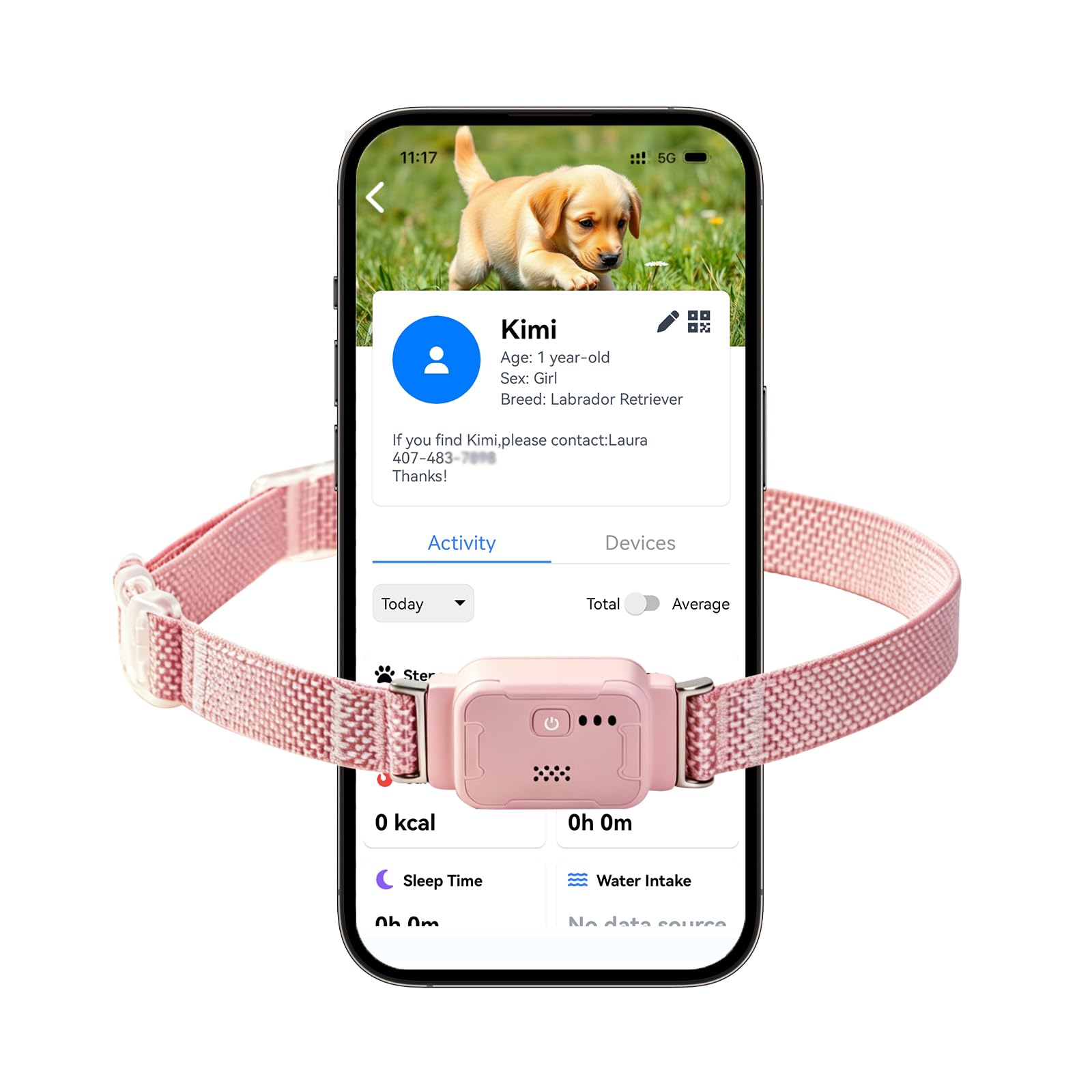 Photo 1 of CurvedMoon GPS Dog Collar - Wireless Pet Fence & Tracker (Pink)