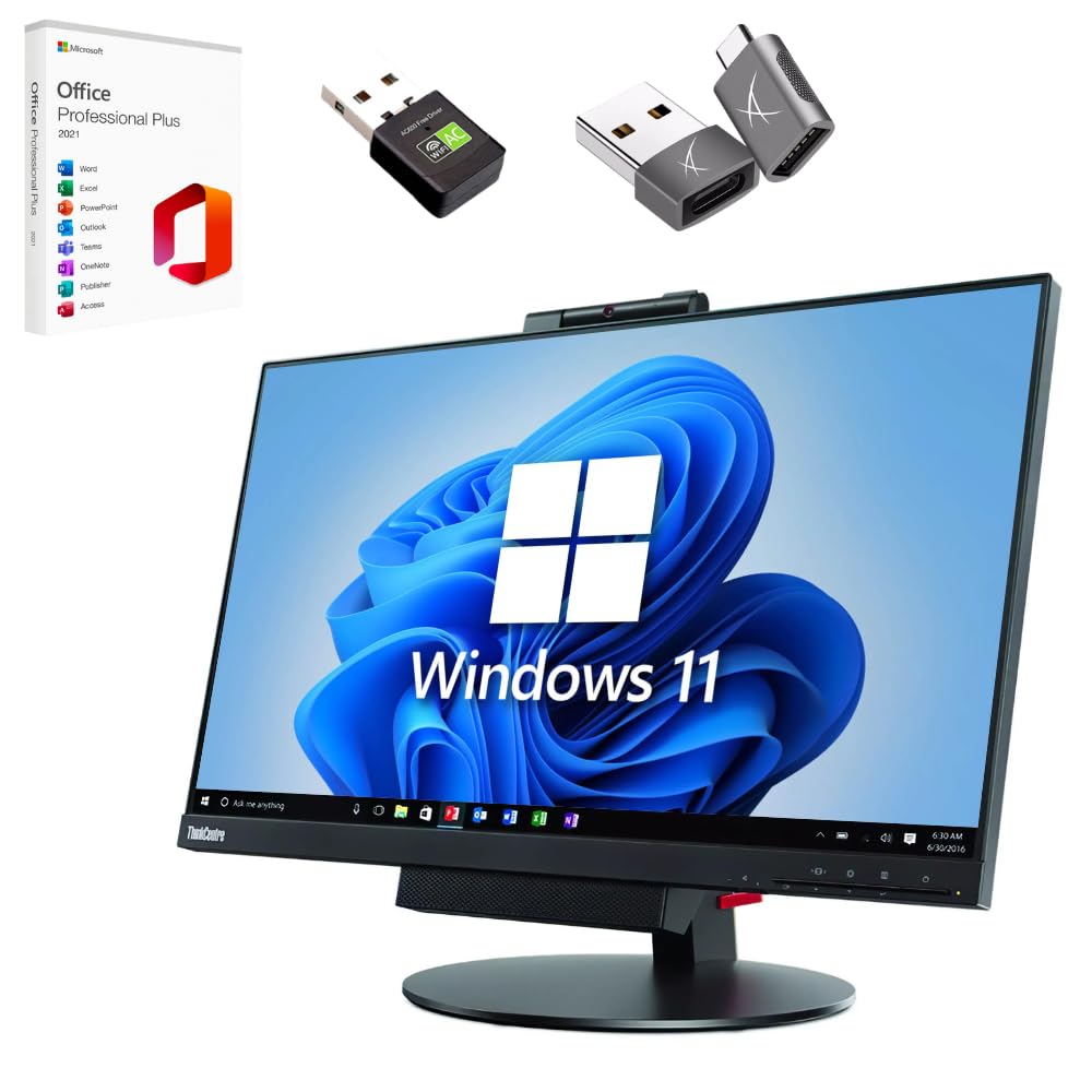 Lenovo All In One ThinkCentre TIO24 Gen3 24″ | Intel Core i5 8500T | DP USBC | 16 GB | 512GB | 24″Pollici WebCam Windows 11 Pro Microsoft Office 2021 Professional Garanzia 36 mesi (Ricondizionato)