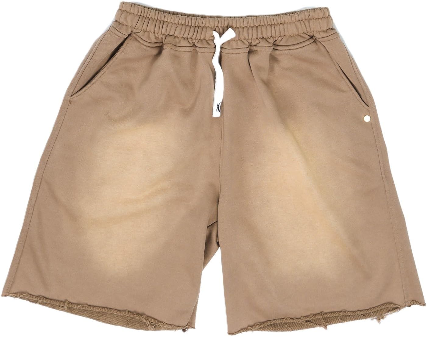 Men's Washed French Terry Cotton Heavyweight 360gsm Raw Hem Knee Shorts by High Level HL