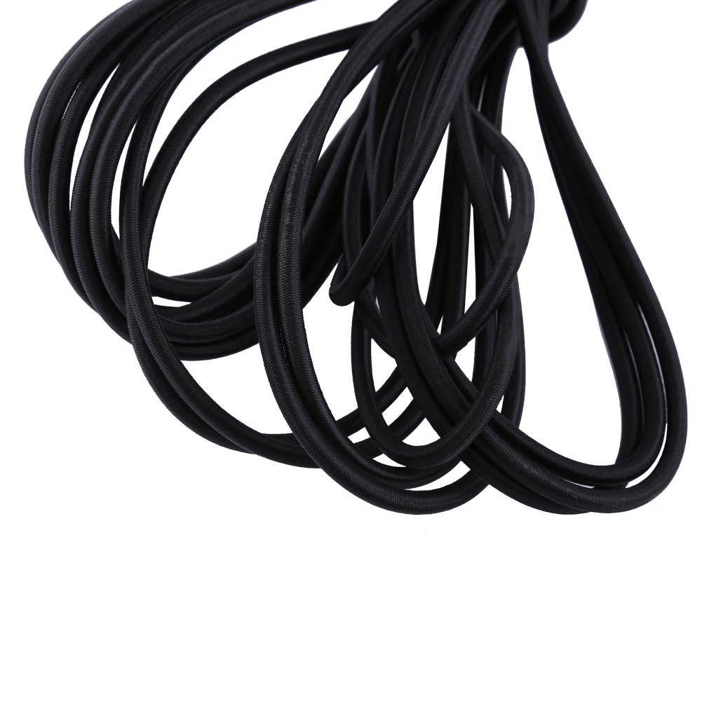 Cordon élastique Noir 5 Mm – 10 Mètres, Cœur Latex, Gaine Polypropylène – Forte élasticité, Pour Bricolage, Tentes, Sacs, équipement Sportif