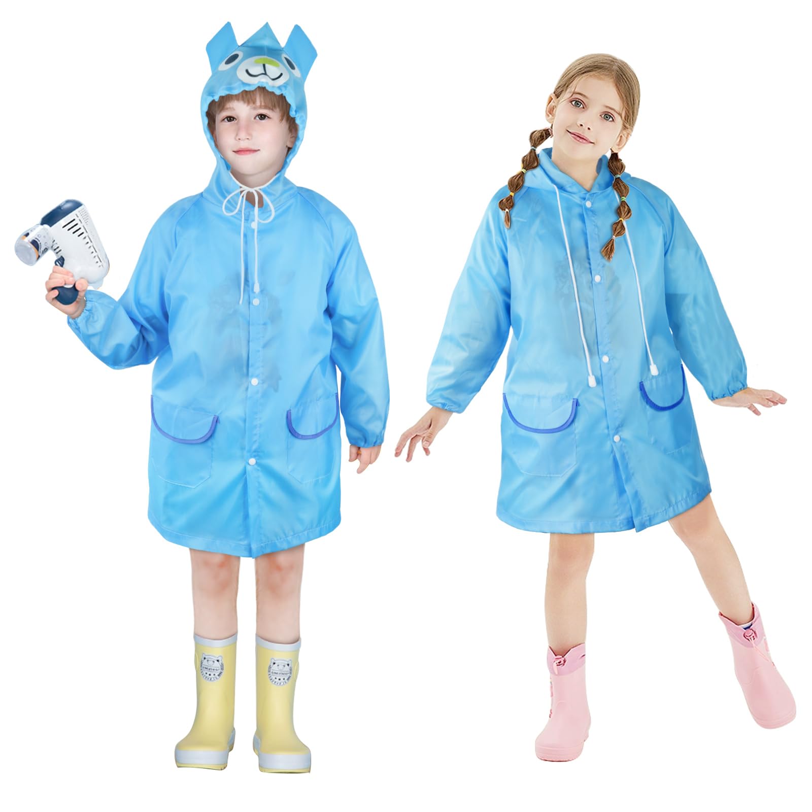 Vicloon Chubasquero Niño 2PCS Reutilizable Capas de Lluvia Impermeable EVA Poncho de Lluvia con Capucha Espesar Altura Niño Niña Entre 120-150 cm para Viajar, Senderismo, Acampar y Al Aire Libre — view 10