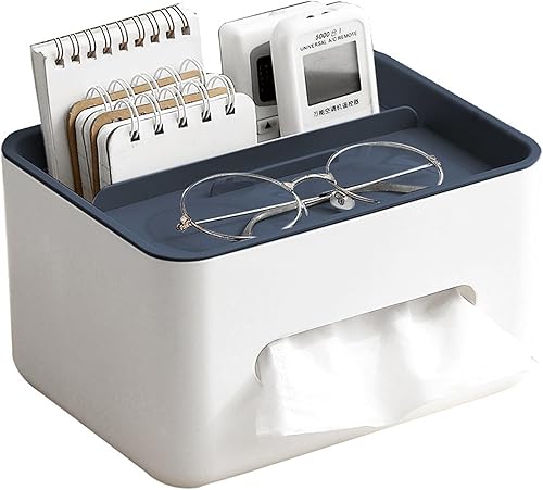 Caja de almacenamiento de pañuelos multifuncional con soporte para teléfono, cubierta de papelería de escritorio, caja organizadora para sala de