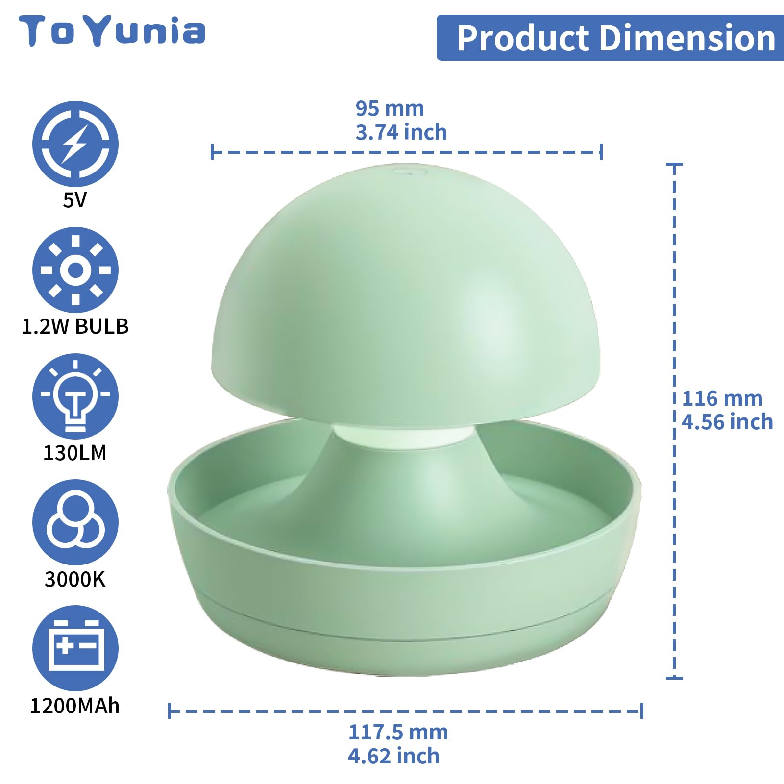 Luz nocturna de guardería para niños, luz nocturna de recarga para niños, 1 paquete, 4000 K, verde