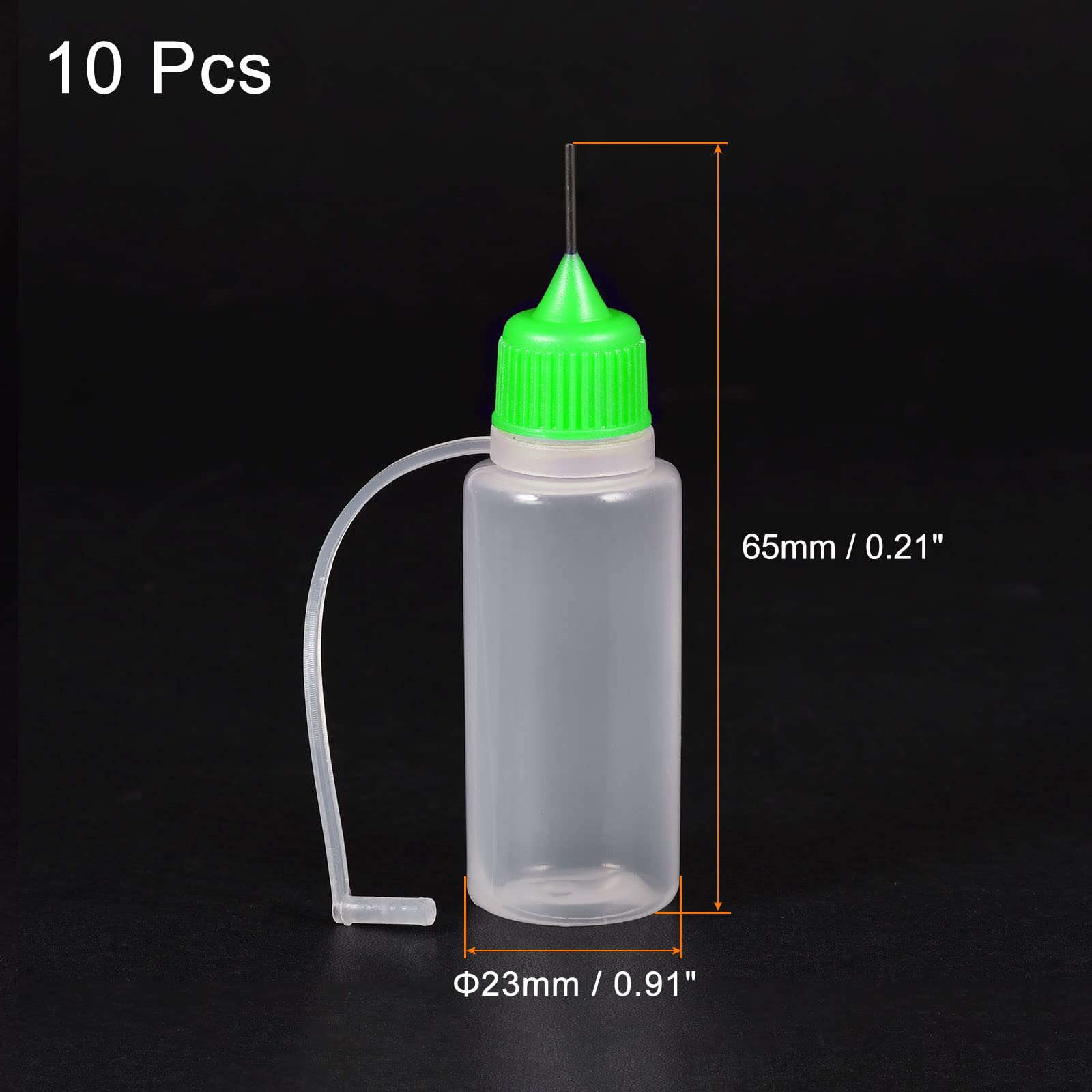 MECCANIXITY Needle Tip Bottle Precision Plastic Applicator with Green Cap for DIY, Cleaning, Repair, Liquids, 15ml, 10 Pack