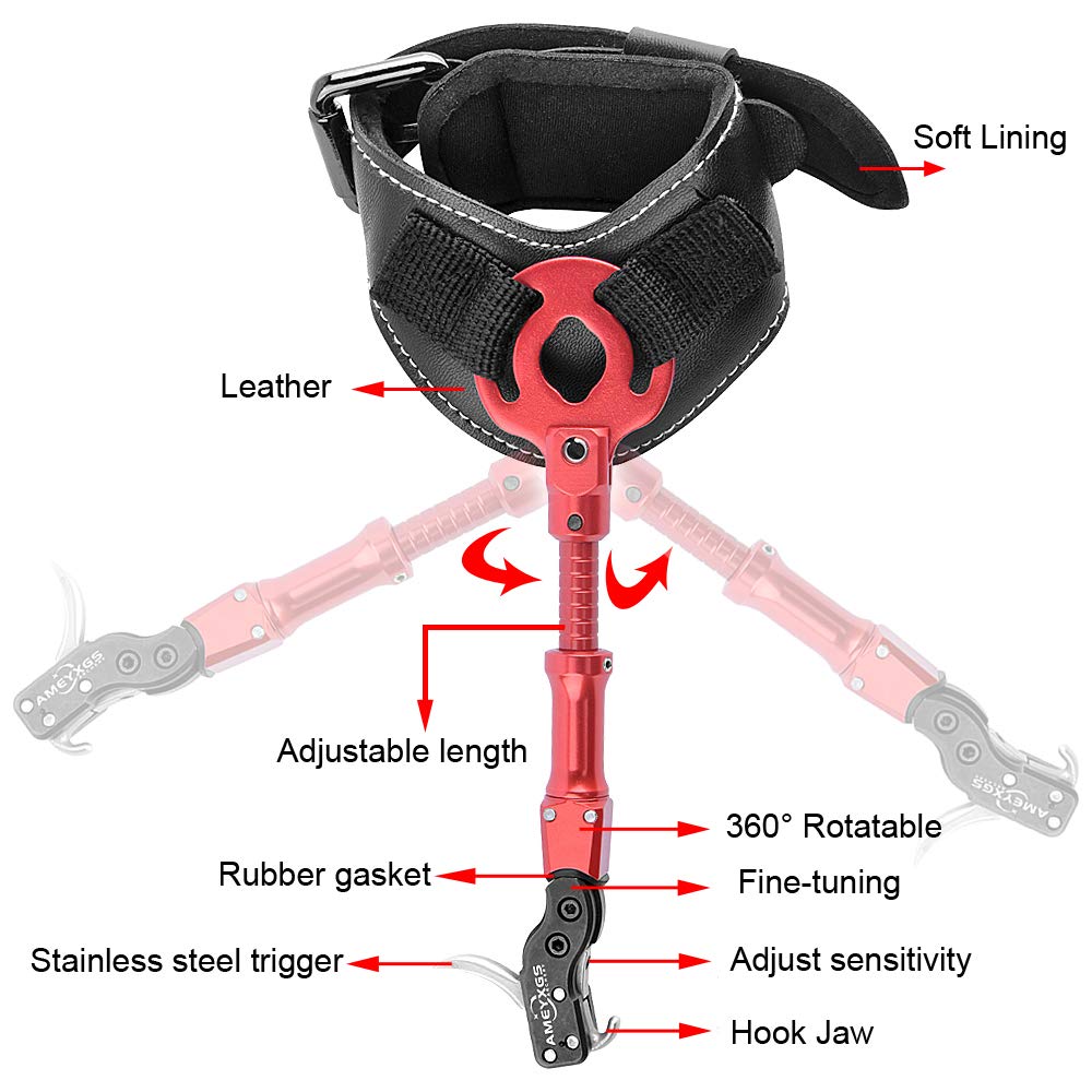 SHARROW Tiro con Arco Disparador Compound Arco Release Aids Trigger Caliper con Correa de Muñeca Ajustable Disparador de Disparos de Tiro