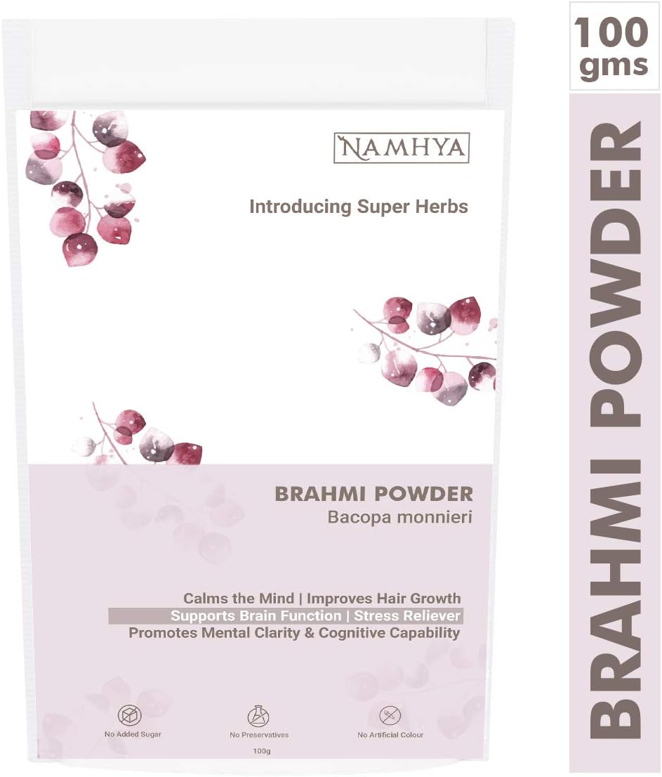 Brahmi Powder – 100g (50+ Servings) – Boosts Memory, Focus, Reduces Stress & Anxiety – [Brahmi Herb] – 100% Natural, No Preservatives – Balances Vata, Pitta – Brain & Mental Wellness