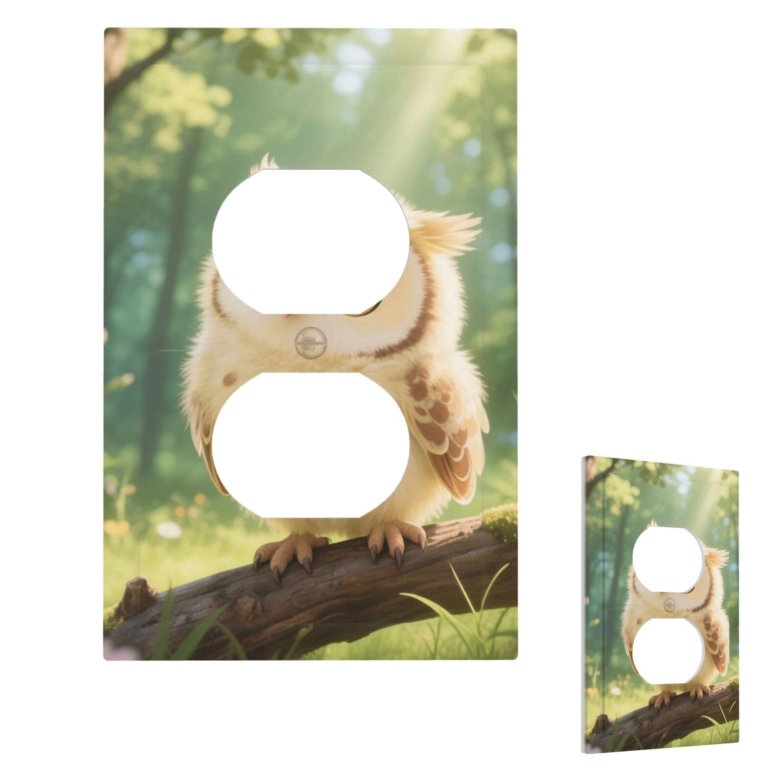 Cute Owl Cub Wall Plate Cover Modern Decorative 1 Gang Light Switch Cover Unbreakable Receptacle Outlet Covers For Living Room Bedroom Home Decor Duplex