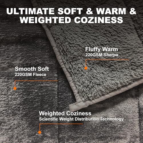 Throw Sherpa Weighted Blanket 15 lbs - 48"x72" for Adults, Fleece Fluffy Fuzzy Cozy Plush Washable Heavy Blanket, Super Soft Warm for Queen Full Twin Size Bed in Winter - Image 4