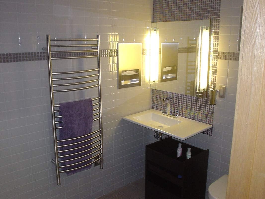 Amba Jeeves DCB Model D-Curved 20-Bar Hardwired Towel Warmer in Brushed