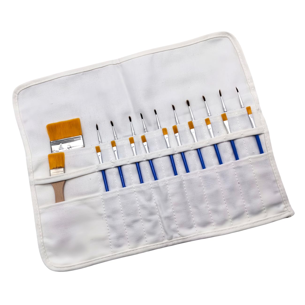 Funny live Paint Brush Holder Art Supplies, Artist Brush Holder &amp; Storage Organizer Roll-Up Case Bag, Protect Acrylic Oil Watercolor Paintbrushes (White 22 Slot Pockets)