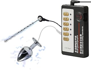 Electro Shock Prostate Massager Set with Controller and Urethral Sound Plug Electric BDSM Toys for Men Anal Play Adult Products (L)