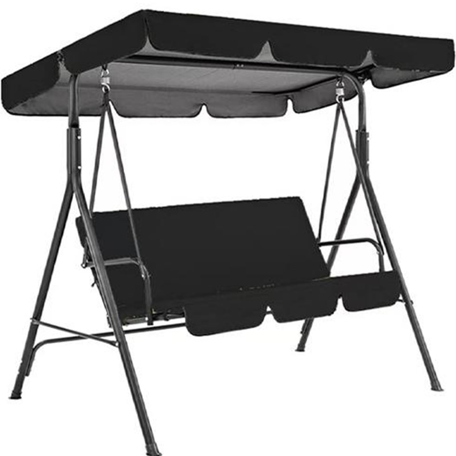 Mpyekp Black Porch Swing Canopy, Replacement Waterproof Swing Top Cover, 210D Thickened Oxford Waterproof Swing Replacement, For Outdoor Garden Swings Chair(,190 * 132 * 15Cm)