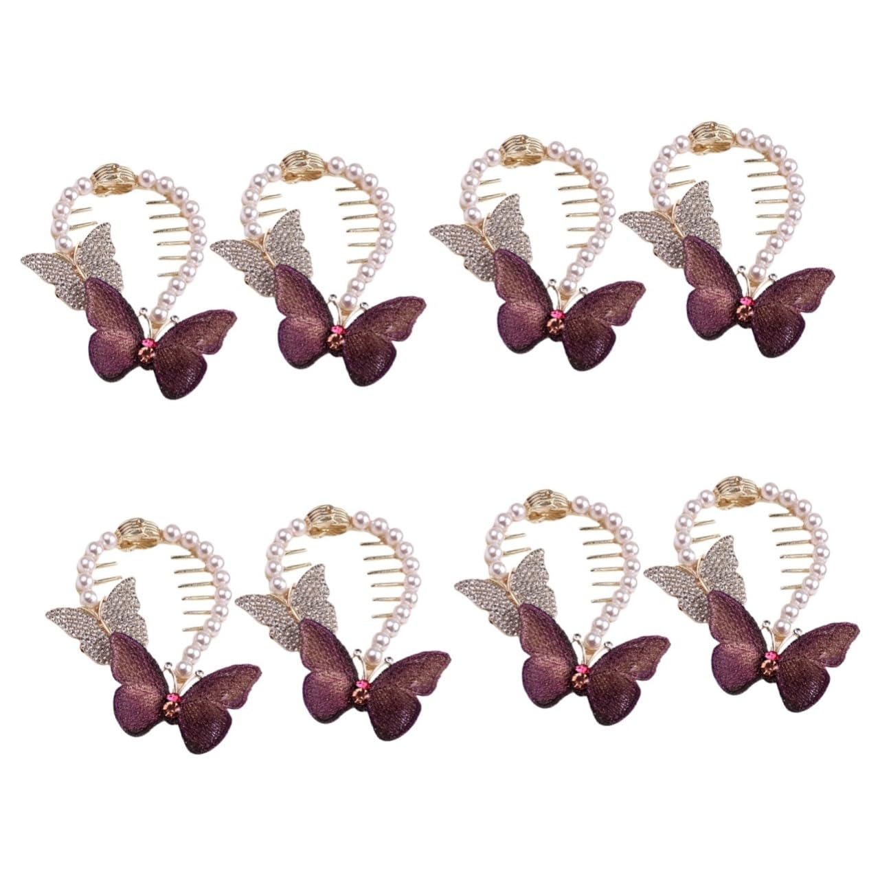 MAGICLULU 8piezas Horquillas Rhinestones y Perlas Accesorios Para Moño y Coletas Sujetadores Para Pelo Elegantes