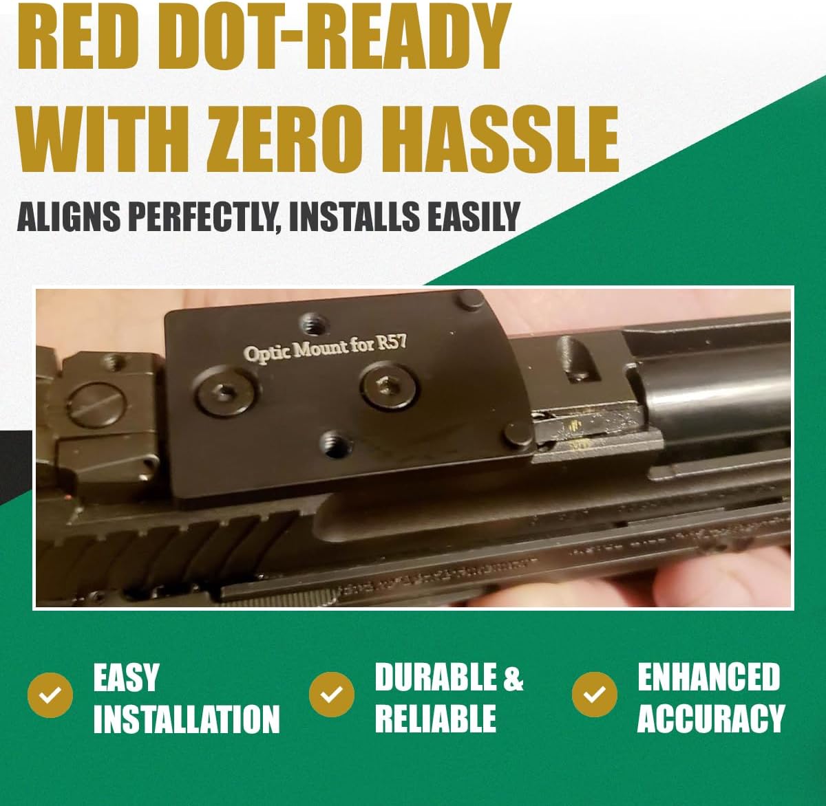 ADE Advanced Optics Mounting Plate for Ruger 57 / Ruger 5.7 – Precision Dovetail Adapter for RMR Footprint Red Dot – Compatible with Holosun 407C/507C/508T, Trijicon RMR/SRO & ADE RD3-020 Raptor