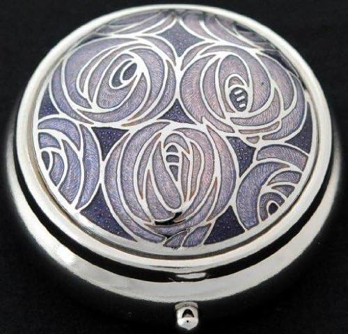 Pill Box in a Mackintosh Roses Design. (Lavender)