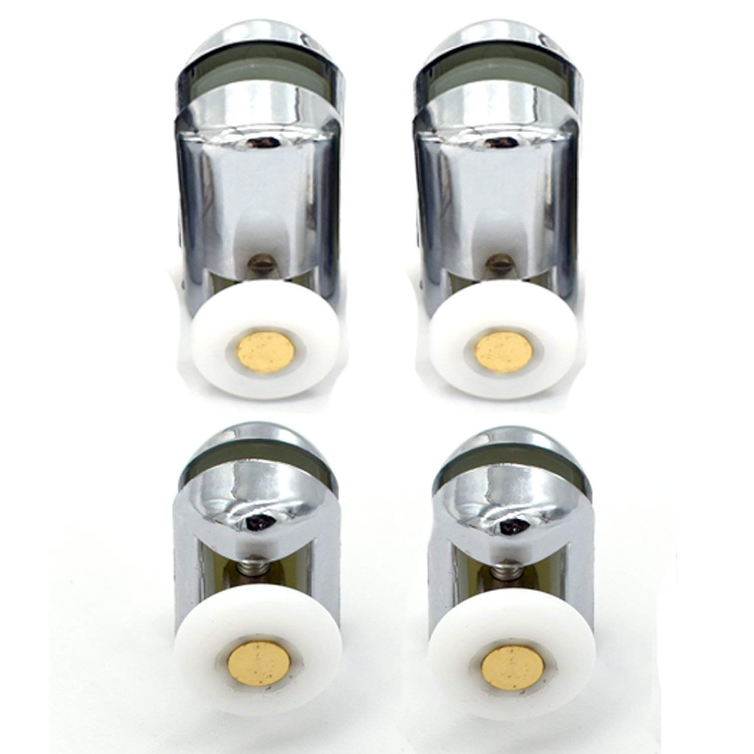 Set di 4 rotelle per porta della doccia cromate, 2 superiori e 2 inferiori, 25 mm