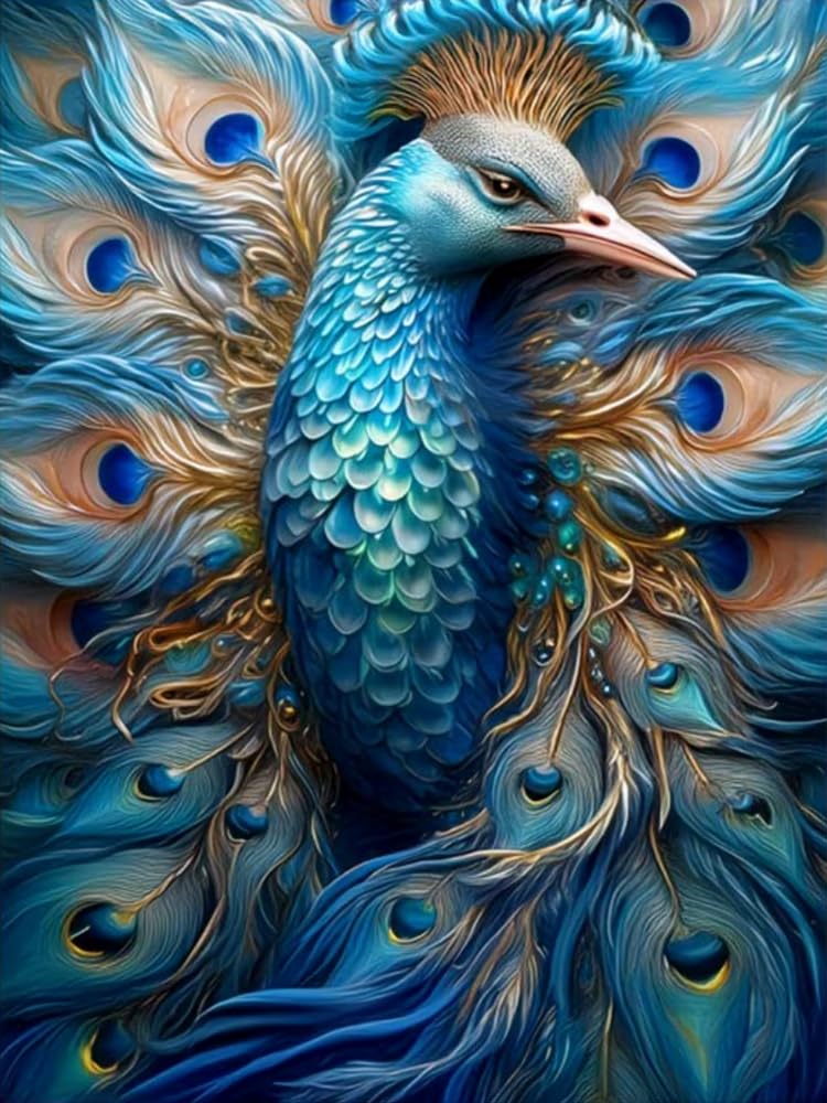GLTEYACO Embroidery Cross Stitch Kit Peacock 11CT Stamped Cross Stitch Kits DIY Adult Beginners for Pre-Printed Needlepoint Crafts 40x50 cm