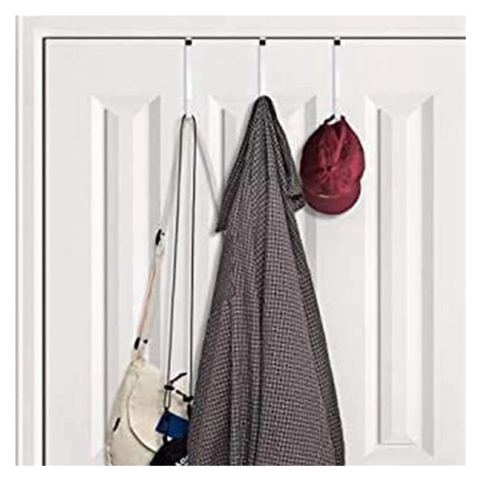 BARRINS Over The Door Hooks Over Door Hooks for Hanging Clothes, 12 Packs Hanger Soft Rubber Surface Prevent Scratches, Door Hook for Bathroom White