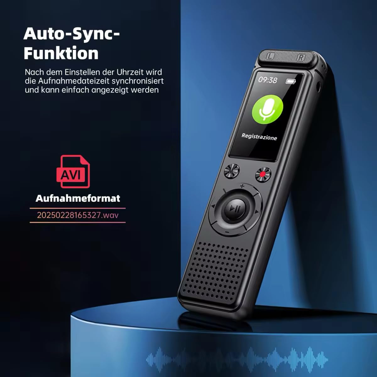 Diktiergerät, 64 GB Speicher, Passwort Entsperrung, Mit MP3 Player Voice Recorder, USB Rechargeable Diktiergerät Mini,Für Meetings und Interviews, Aufnahmegerät Mit Mikrofon