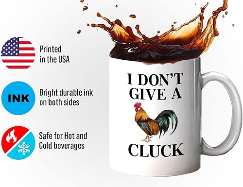 Miniatura 4 de Chicken Lover - Taza de café con texto en inglés "I Don't Give a Cluck" de 11 onzas, diseño de granjero sarcástico, propietario de una granja,