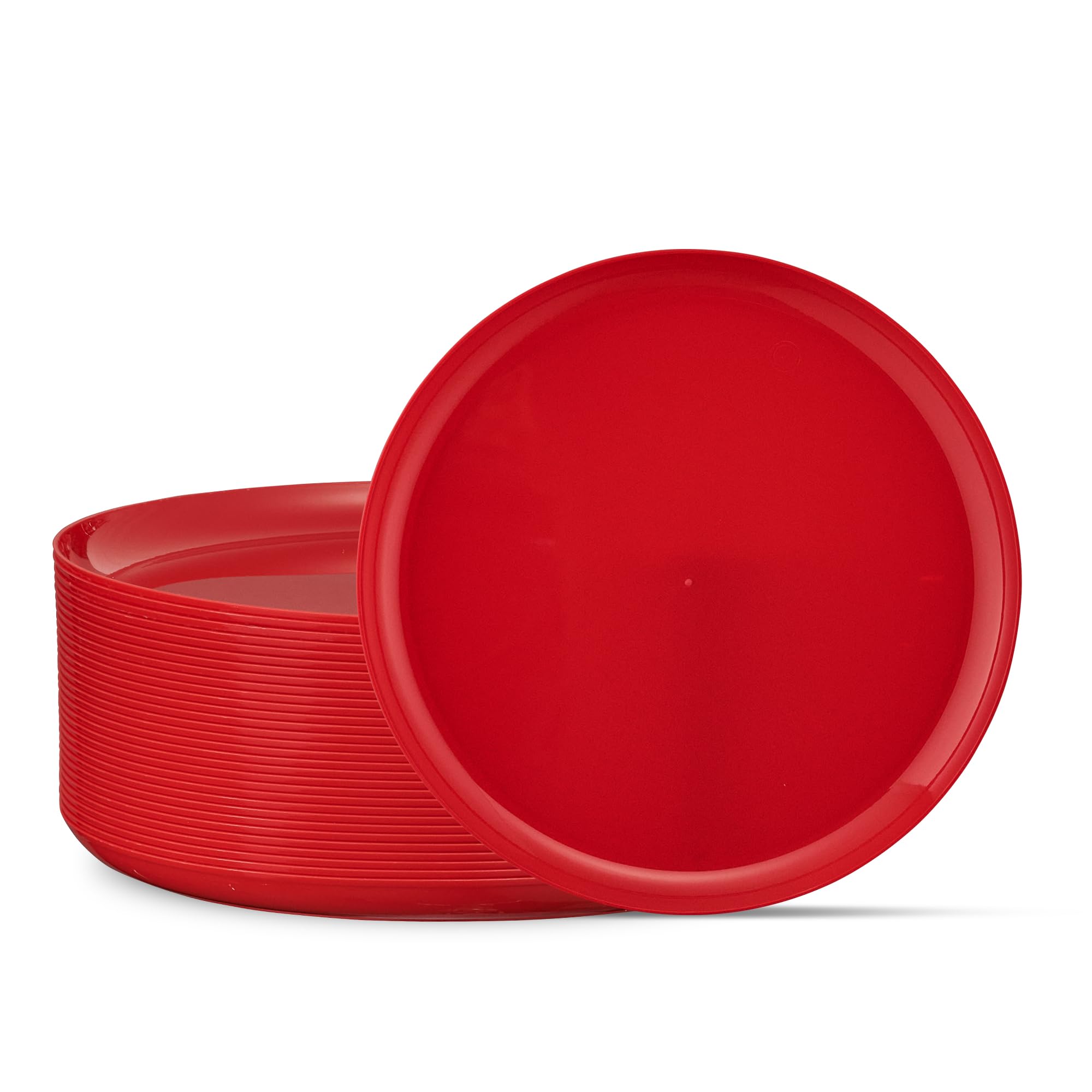 Photo 1 of **25 plates**PLASTICPRO 30 Pack 8.6'' Christmass Red Plastic Party Plates Edge Collection Premium heavyweight Elegant Disposable Tableware Dishes