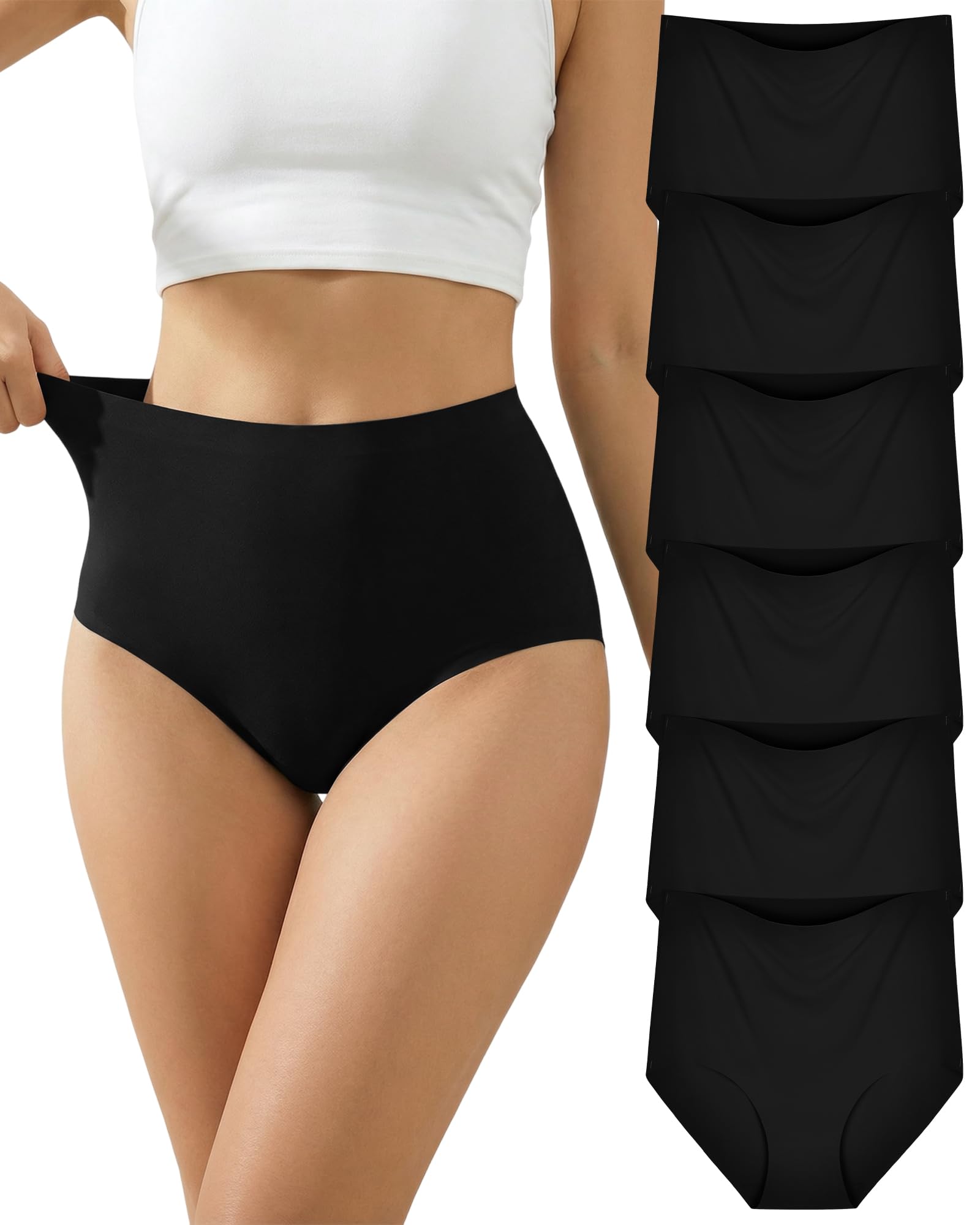 Cevapro Unterhosen Damen Nahtlos Hohe Taille Seamless Slips Damen Bauchweg Ohne Naht Stretch Atmungsaktiv Bequem Shape Unterwäsche Frauen Multipack 6er Pack