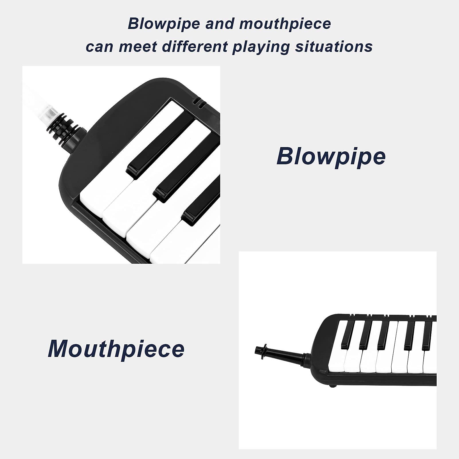 Melodica 37 Tasten Tastatur Melodica Blasmusikinstrument für Anfänger Professionelles Training mit Einfacher Installation(schwarz)