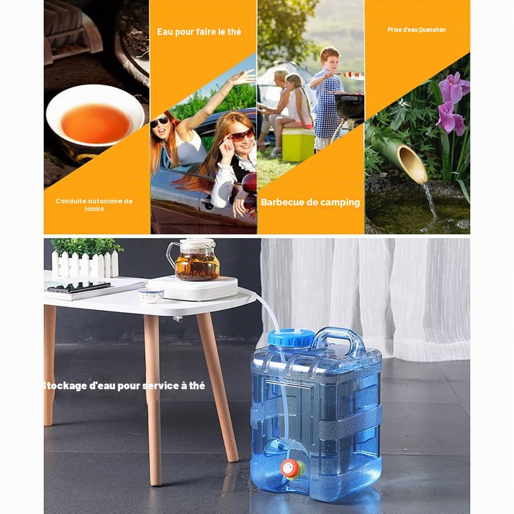 Starnearby Bidon d'eau avec Robinet, Réservoir d'eau Potable, Jerrican Alimentaire Camping, Conteneur d'eau sans BPA avec Robinet de Rechange, Tuyaux, Brosse pour Camping, Randonnée
